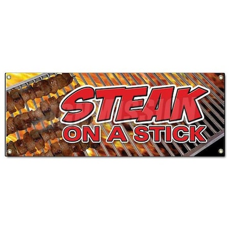 Signmission STEAK ON A STICK BANNER SIGN meat steak beef bbq grill restaurant food B-Steak On A Stick
